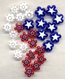 Patriotic Red White and Blue Star Shape Glass Beads
