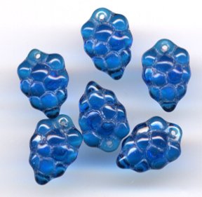 Blue GRAPES GLASS FRUIT BEADS CHARMS Grape Clusters