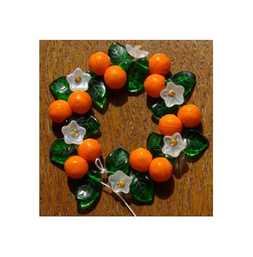 Orange Blossom Mix Fruit, Flower and Leaf Glass Beads