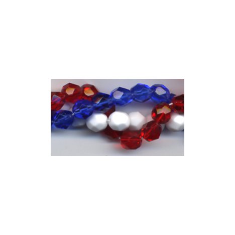 Patriotic Red White Blue Firepolish Beads Fire Polish 4th of July Beads