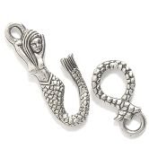 Silver Pewter Mermaid Hook and Eye Clasp 2 Sets