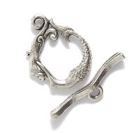 Silver Pewter Mermaid Toggle Clasp 2 Sets