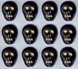 12 Black Skull Beads Glass Czech Day of the Dead Halloween Fun