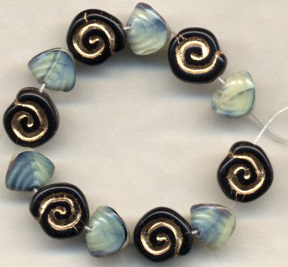 Czech Snail Nugget and Spiral Disc Glass Beads Sea Life