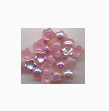 Pink Opal AB Czech Star Petal Glass Flower Beads 20 Pcs