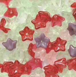 Purple Opal Cranberry Pink Green Glass Flower Bead MIx