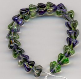 Blue and Green Swirl Glass Flower Beads 25 Mini Baby Bells