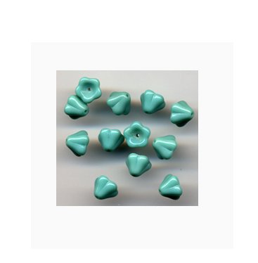 Green Turquoise Glass Cup Flower Beads Vintage Color