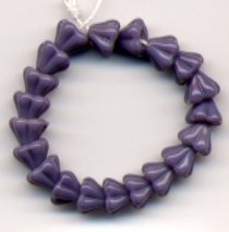 Purple Lilac Opaque Bell Glass Flower Beads 4x6mm