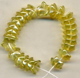 Pretty Yellow 5 petal Star Cup Flower Beads Czech Glass