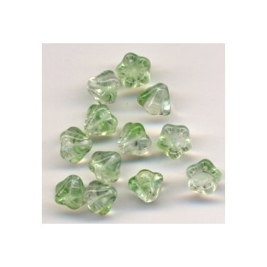Green Crystal Swirl Glass Trumpet Cup Flower Beads