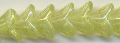 Yellow Jonquil AB 3 Petal Fluted Glass Flower Beads