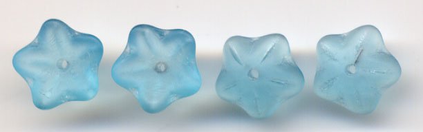 Aqua Matte Czech Star Petal Glass Flower Beads 20 pcs