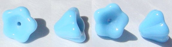Blue Turquoise Glass Cup Flower Beads Lot of 100 pcs