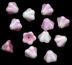 8x6mm Pink Opaque Czech Glass Trumpet Cup Flower Beads