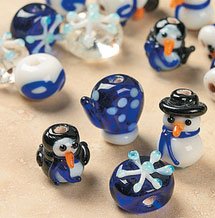 Snowman Snowflake Winter Christmas Glass Lampwork Beads