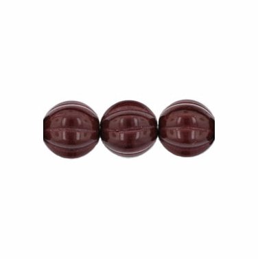 Melon Rounds 8mm Opaque Cocoa Bean Brown Glass Beads