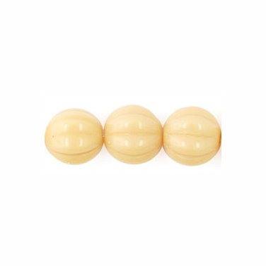 Melon Rounds 8mm Vanilla Creme Opaque Glass Beads Great Vintage Color