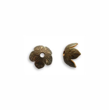 8mm Flower Foliage 5 Petal Brass Bead Cap Vintaj