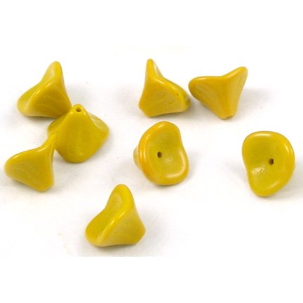 Goldenrod 3 Petal Flower Glass Beads Yellow