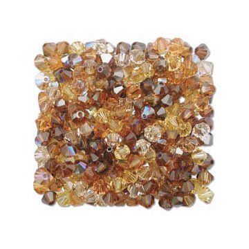 4mm Wheatberry Gold Swarovski 5301 Bicone Topaz Autumn Harvest