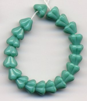 Turquoise Baby Bell Flower Beads Czech Glass