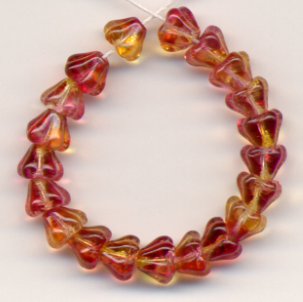 Fuchsia Pink and Golden Yellow Baby Bell Glass Flower Beads