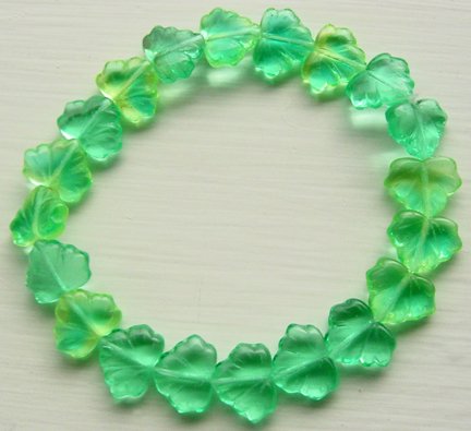 Green Jonquil Aqua Leaf Bead 11x 14mm