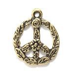 Flower Power! Peace Sign Gold 15mm Awesome Charm
