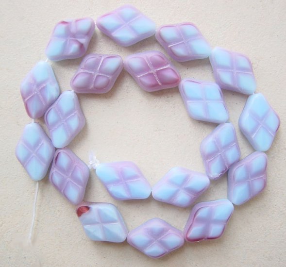 Lilac Deep Raspberry Mauve Diamond Shape with Inlay Glass Beads