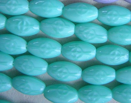 Celtic Cross Easter Glass Beads Pastel Turquoise