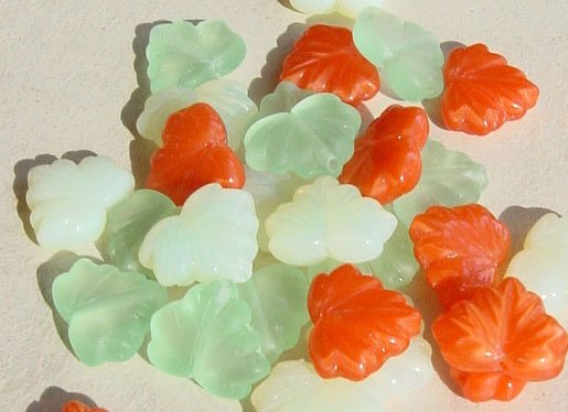 Tangerine Orange Lemon Lime Leaves Glass Beads Citrus