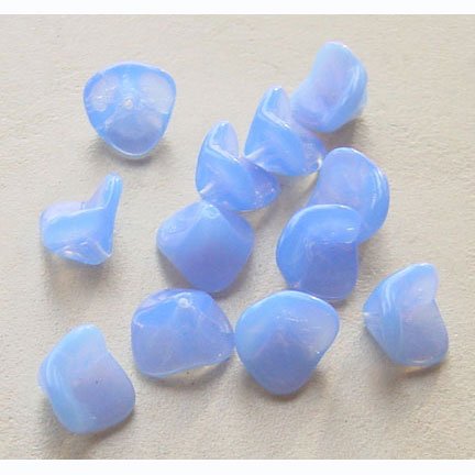 Blue Opal 3 Petal Glass Trumpet Flower Beads