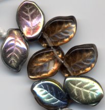 Gorgeous Bronze Topaz Czech Glass Leaf Beads 25