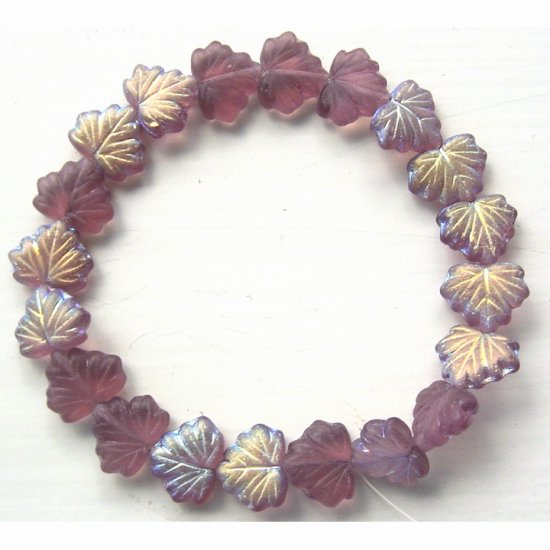 Dk Amethyst Frost AB Leaves Czech Glass Beads New