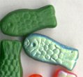Green Fish Beads Czech Glass Detailed 20 Pieces of Fun