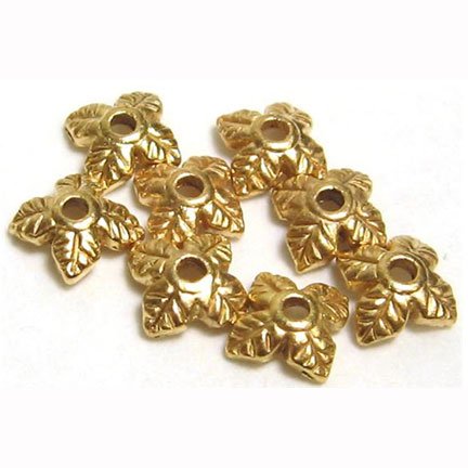 Leaf Bead Cap Metal Gold Tone Use With Flowers, Melon, Druks 6mm
