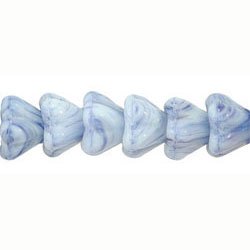 Blue White Bell Swirl Flower Glass Beads Opaque Old Stock