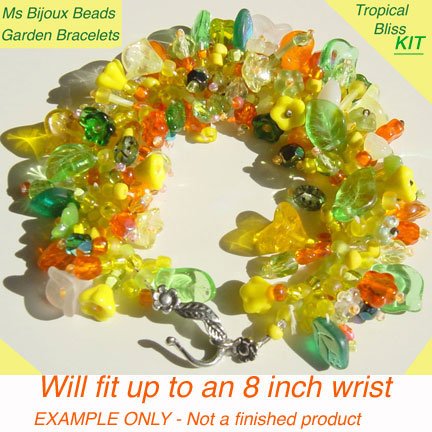 Tropical Garden Fringe Bracelet Bead Kit Orange Yellow Green