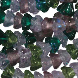 Lavender Garden Flower Beads Glass 8mm 25 Pcs Purple Green Mix