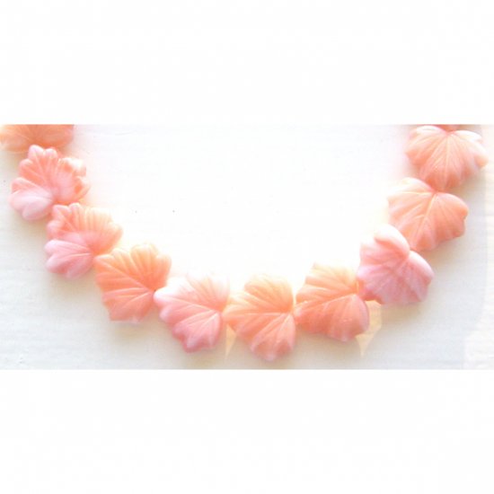 11x14mm Peach and Creamy White Leaf Bead Maple
