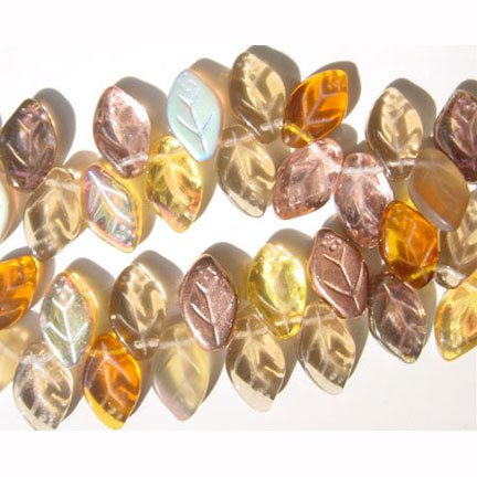 Topaz Bronze Amber Leaf Beads Autumn Fall Splendor 25