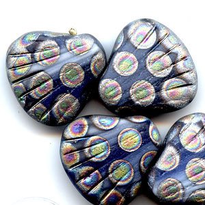 Blue jeans Blue Peacock Shell Shape Beads 15mm Czech New