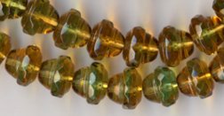 Acorn Shape Amber Topaz Green Fire Polish Glass Beads