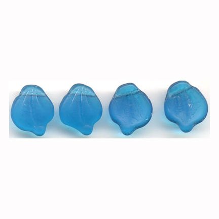 Teal Frost Leaf Beads 15mm Vintage Style Beautiful Czech Glass