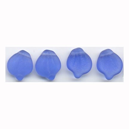 Sapphire Blue Matte Leaf Beads Vintage Style Czech Glass