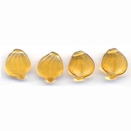Amber Leaves Beads Vintage Style Czech Glass 20