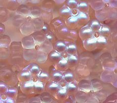 Daisy Wheel Pink Matte AB 7mm Glass Flower Beads 20 pcs
