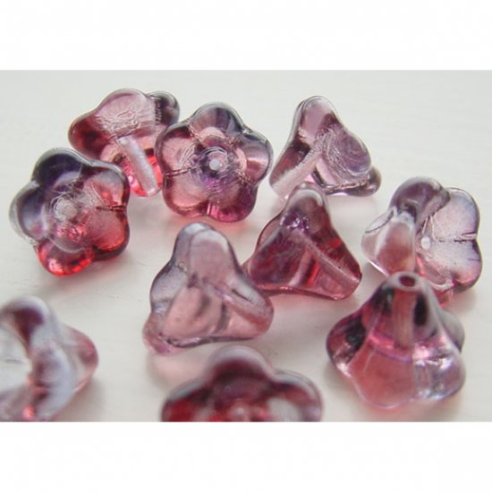 Red and Purple Amethyst Flower Beads BIG 11mm Trumpet
