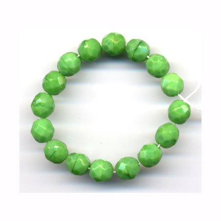8mm Opaque Chartreuse Grinch Green Faceted Fire Polish Crystals Czech Glass Beads